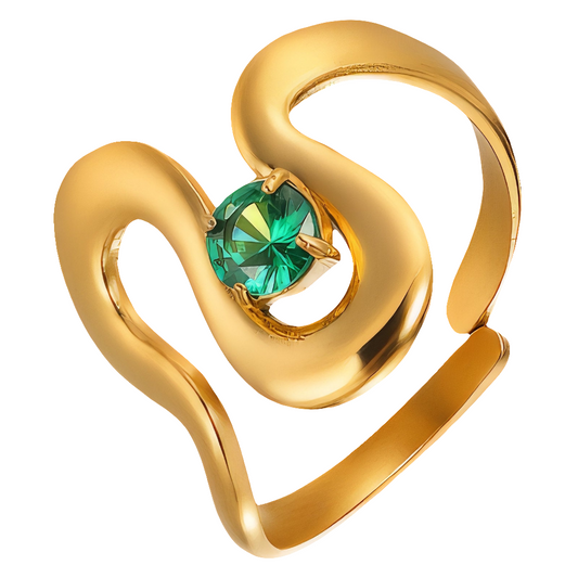 Emerald Wave Ring – Adjustable